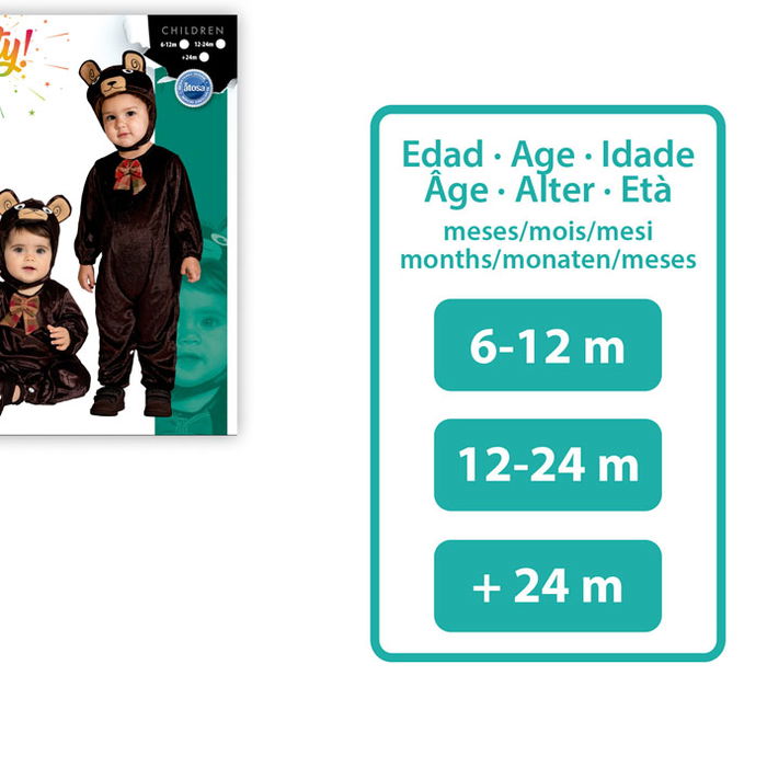 Déguisement Bébé Ours Marron 6-12 Mois, Capuche Tête d'Ours, Combinaison Douce Facile à Changer - Unisexe Bébé