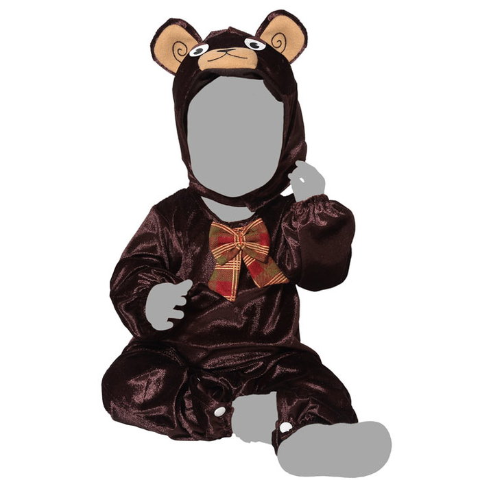 Déguisement Bébé Ours Marron 6-12 Mois, Capuche Tête d'Ours, Combinaison Douce Facile à Changer - Unisexe Bébé