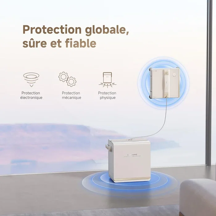 Dreame C1 Station Robot Laveur de Vitres Intelligent avec Station de Nettoyage Automatique, Séchage, Technologie CornerClean et Application