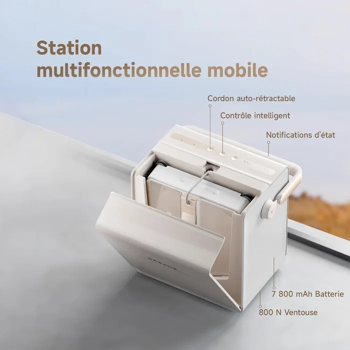 Dreame C1 Station Robot Laveur de Vitres Intelligent avec Station de Nettoyage Automatique, Séchage, Technologie CornerClean et Application