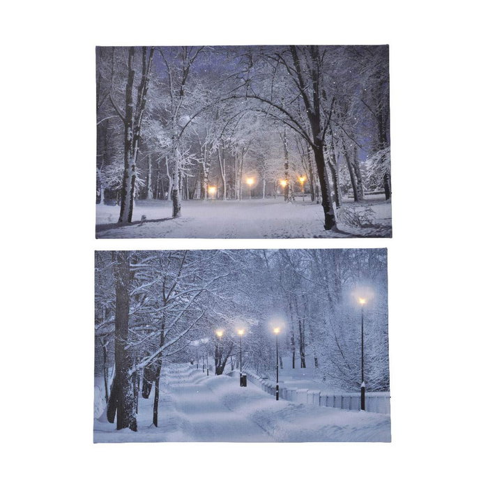 Lumineo Tableau LED Paysages Enneigés 58x38x1,5cm Assorti