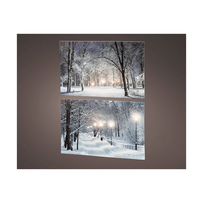 Lumineo Tableau LED Paysages Enneigés 58x38x1,5cm Assorti