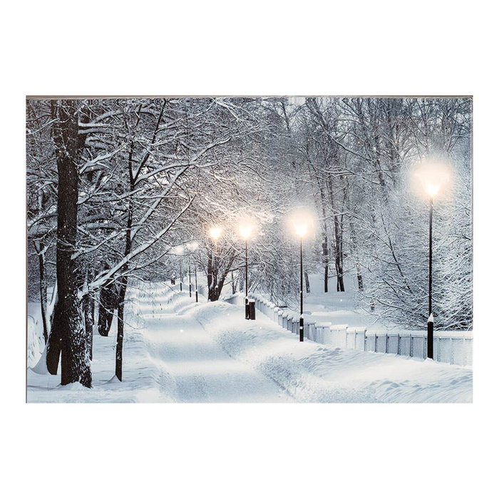 Lumineo Tableau LED paysages enneigés 58x1,5x38cm 6 LED 2 modèles assortis lumière froide et chaude 2xAA