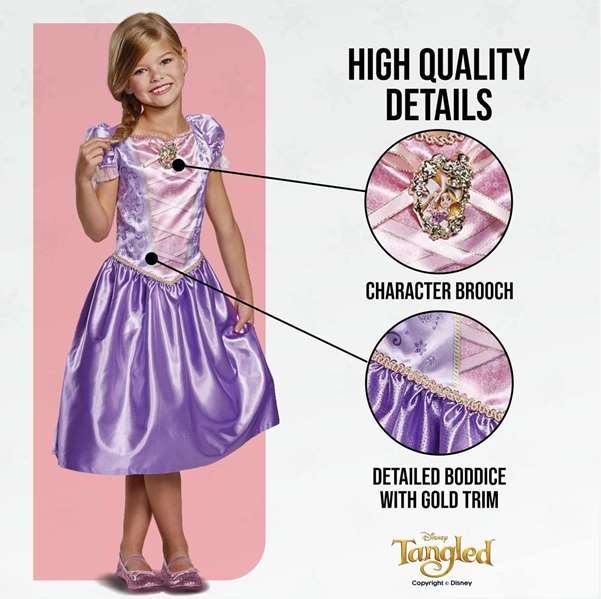 Disney - Déguisement Enfant Princesse Rapunzel Classic - Taille 5-6 Ans (M) - Violet