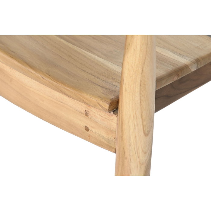 DKD Home Decor Chaise Marron et Marron Clair en Cuir et Teck