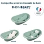 Thermobaby Vasco - Kit baignoire bébé complet avec pied en bois pliable et tuyau de vidange - Vert Sauge