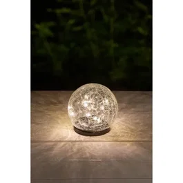 Galix Sphere Solaire GALIX - Luminaire Extérieur avec Effet Verre Brisé - Ø 10 cm - 15 LED Blanches - Éclairage Jardin et Terrasse