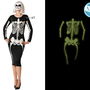 Déguisement - Robe Femme Ajustée Squelette Brillant Halloween Noir Taille XL - Polyester 2025