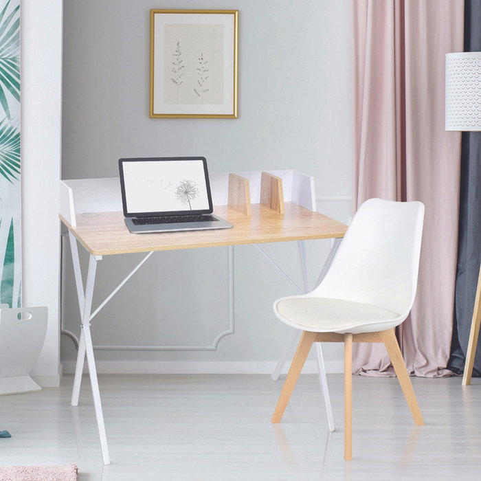 Home Deco Factory Bureau Blanc avec Passage de Câbles