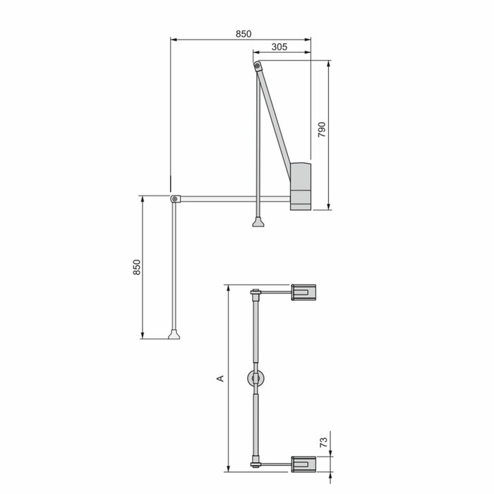 Emuca Penderie rabattable pour armoire Hang mural, 600-830, Chromé, Acier et Plastique