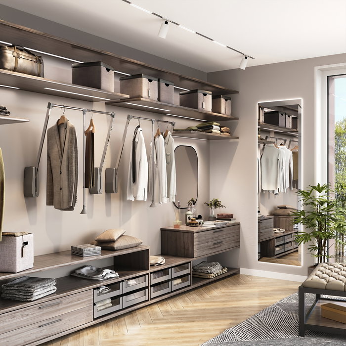 Emuca Penderie rabattable pour armoire Hang mural, 600-830, Chromé, Acier et Plastique