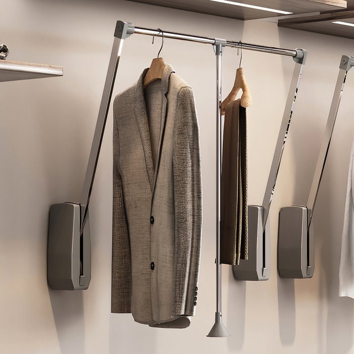 Emuca Penderie rabattable pour armoire Hang mural, 600-830, Chromé, Acier et Plastique