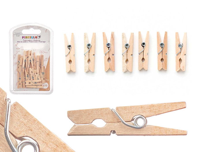 PINCELLO Set de 24 pinces en bois naturel PINCELLO Set de 24 pinces en bois naturel