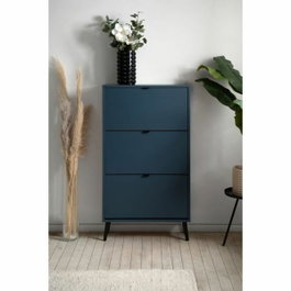 BigBuy Home Meuble à chaussures Vigo Bleu nuit 3 abattants