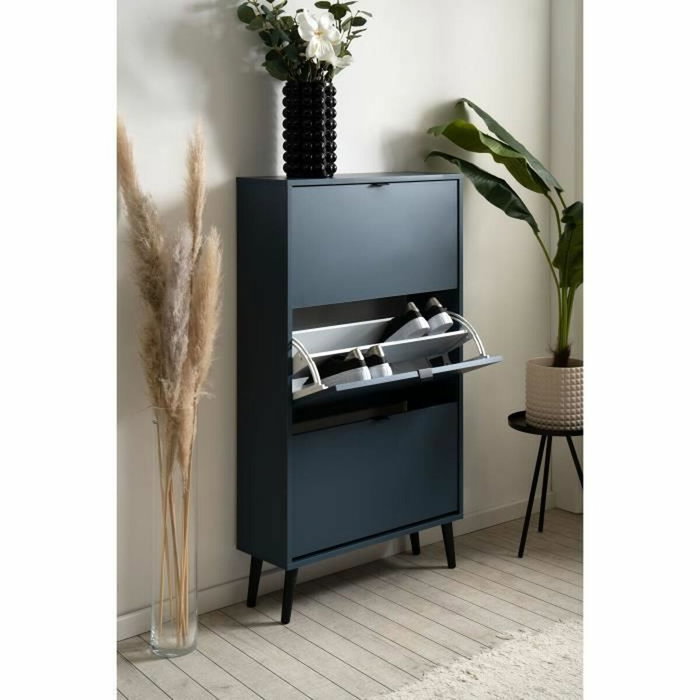 BigBuy Home Meuble à chaussures Vigo Bleu nuit 3 abattants BigBuy Home Meuble à chaussures Vigo Bleu nuit 3 abattants