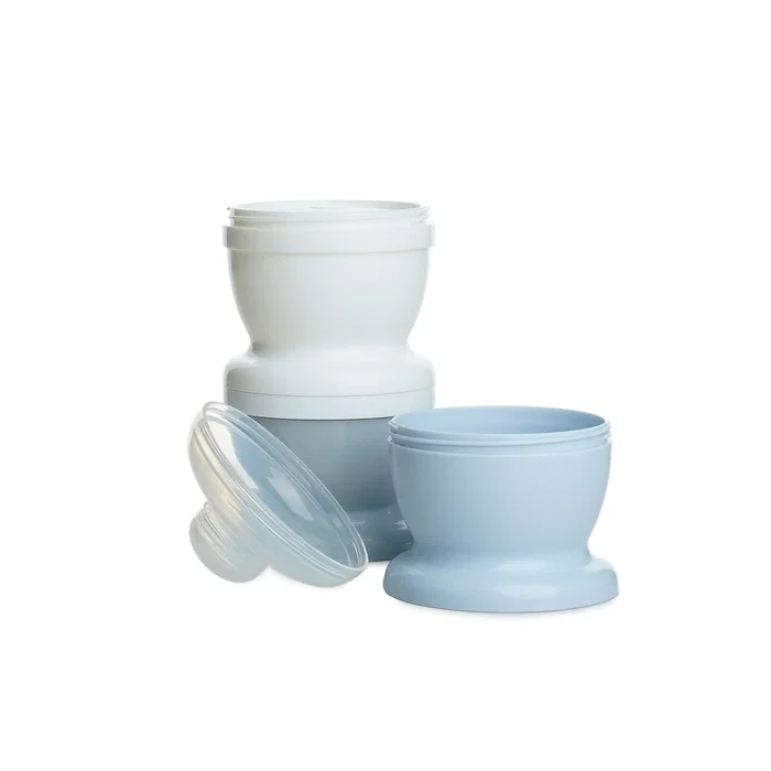 Thermobaby Boîte de Transport pour Lait en Poudre et Céréales, avec Compartiments Étanches et Couvercles, Bleu, Idéale pour Déplacements