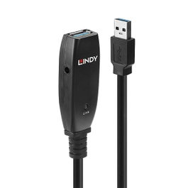 Lindy Rallonge active USB 3.0 Slim, 15m, Noir
