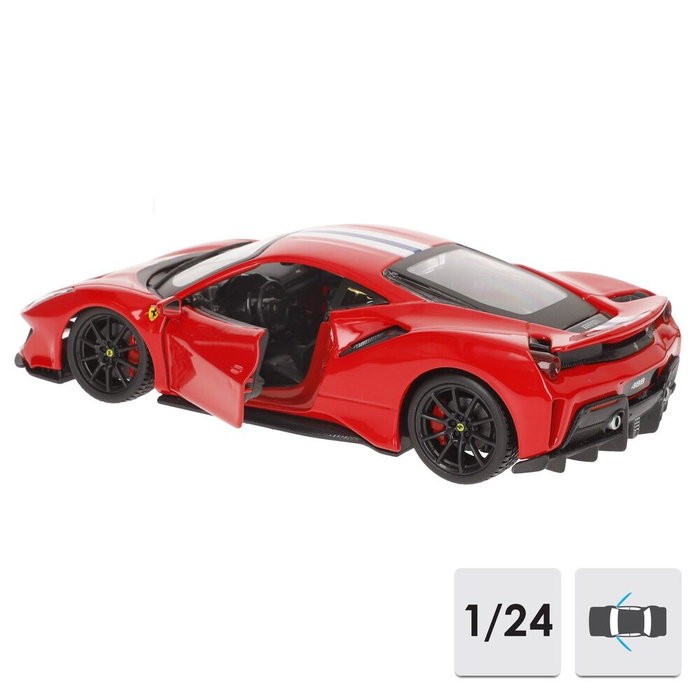 Burago Ferrari 488 Pista, voiture miniature à l'échelle 1:24 avec portes ouvrantes manuellement (25x13x10 cm) Burago Ferrari 488 Pista, voiture miniature à l'échelle 1:24 avec portes ouvrantes manuellement (25x13x10 cm)