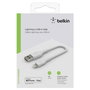 Belkin Câble Lightning vers USB-A 15 cm, Blanc, Certifié MFi