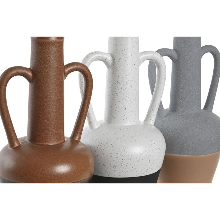 Vase DKD Home Decor Blanc Gris Terre cuite Porcelaine 12,7 x 12,5 x 30 cm (3 Unités)