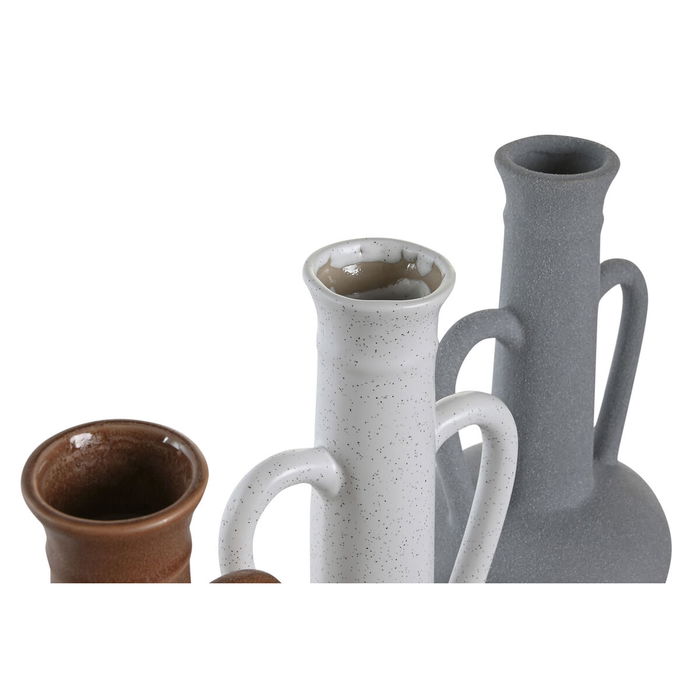 Vase DKD Home Decor Blanc Gris Terre cuite Porcelaine 12,7 x 12,5 x 30 cm (3 Unités)