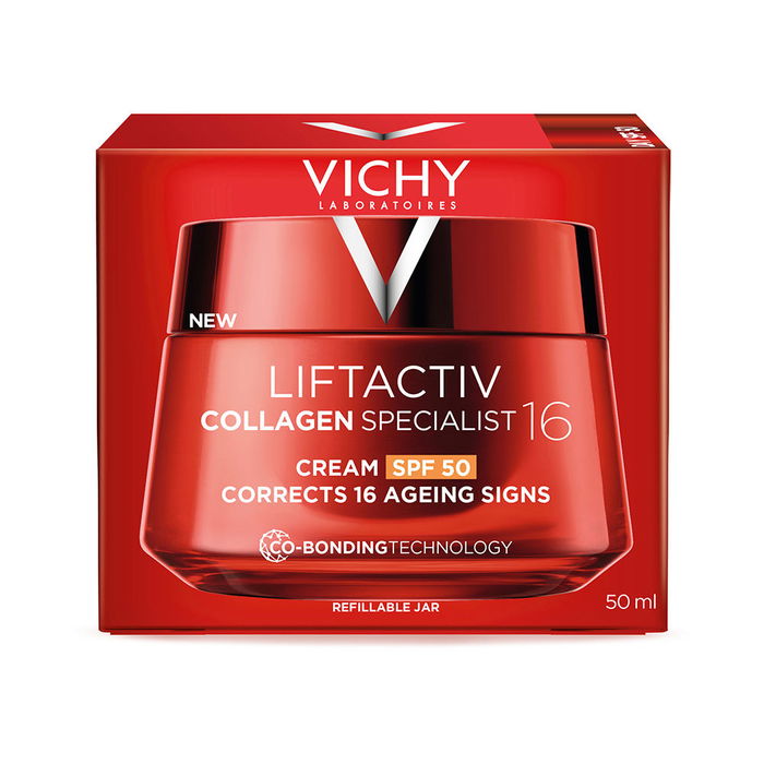 Vichy Liftactiv Collagen Specialist - Crème de Jour Anti-Âge SPF 50 - 50 ml - Pour Peaux Sensibles - Hydratation et Protection Solaire