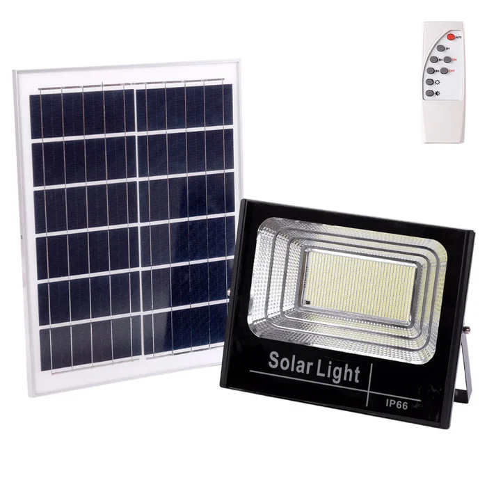 BX3 LIGHT Proyector LED solare 200W 6500K avec télécommande et batterie - Panneau solaire 6V/20W, Batterie 3,2V/15000mAh, IP65, éclairage extérieur autonome