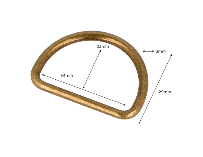 Innspiro Anneaux en forme de D en zamak Or vieux 34 mm (Lot de 5)