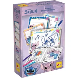 Liscianigiochi Pocket Studio de Dessin Stitch - Kit créatif avec ardoises effaçables et feutres pour apprendre à dessiner - Dès 3 ans