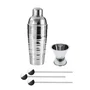 Fackelmann Set Shaker et Accessoires pour Cocktails - 750 ml avec Doseur à Alcools (2 cl / 4 cl) et 3 Cuillères Mélangeuses en Inox - Kit Bar Concept