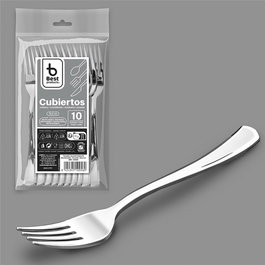 Best Products Set de 10 fourchettes réutilisables argentées 18,5 cm