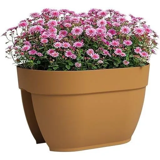 Artevasi Jardinière de Balcon CAPRI CAMPANA - 40 ma - Jaune Miel - Plastique Durable - 39 x 25,6 x 22,5 cm