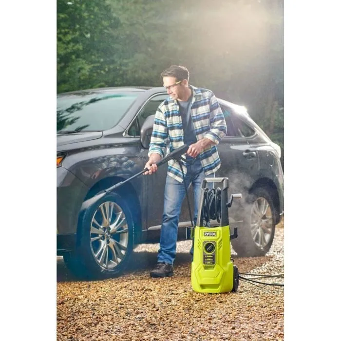 Ryobi Nettoyeur haute pression électrique RY150PWA 2000 W 150 bars 450 L/h, flexible 8 m, réservoir 0,9 L, avec lances Vario et Turbo et brosse