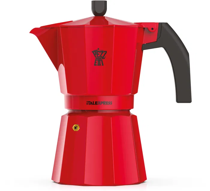 Pezzetti Cafetière Moka Italexpress 6 tasses en aluminium rouge - Cafetière italienne traditionnelle