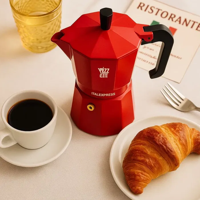 Pezzetti Cafetière Moka Italexpress 6 tasses en aluminium rouge - Cafetière italienne traditionnelle