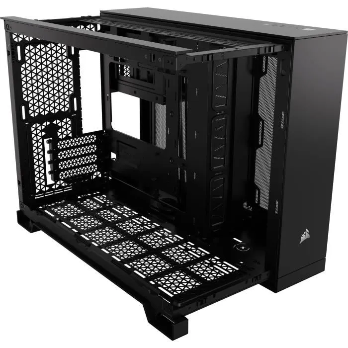 Corsair 2500X - Boîtier PC Micro ATX à Double Chambre, Panneaux Avant en Verre Trempé, Noir