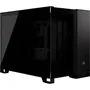 Corsair 2500X - Boîtier PC Micro ATX à Double Chambre, Panneaux Avant en Verre Trempé, Noir