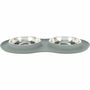 Mangeoire pour chiens Trixie Gris Acier inoxydable Ø 16 cm Double 2 × 0,3 L 47 × 3 × 26 CM
