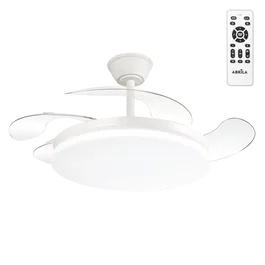 Ventilateur DC Blanc 59W 4 Pales 107cm 6980lm avec Télécommande, Minuterie, Mode Été/Hiver