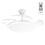 Ventilateur DC Blanc 59W 4 Pales 107cm 6980lm avec Télécommande, Minuterie, Mode Été/Hiver