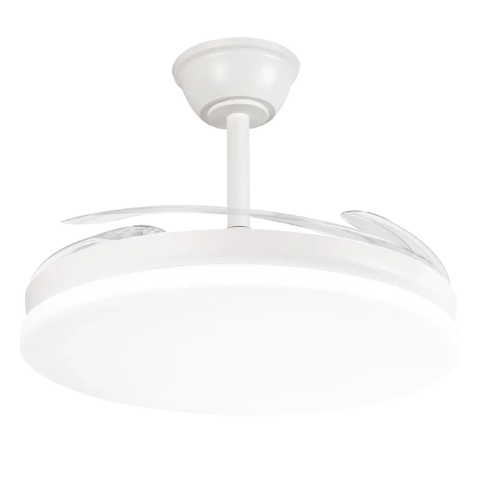 Ventilateur DC Blanc 59W 4 Pales 107cm 6980lm avec Télécommande, Minuterie, Mode Été/Hiver