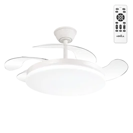 Ventilateur DC Blanc 59W 4 Pales 107cm 6980lm avec Télécommande, Minuterie, Mode Été/Hiver
