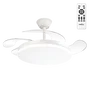 Ventilateur DC Blanc 59W 4 Pales 107cm 6980lm avec Télécommande, Minuterie, Mode Été/Hiver