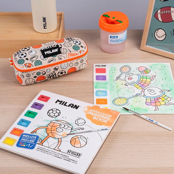 Milan Cahier de coloriage Sports avec aquarelles et pinceau Milan Cahier de coloriage Sports avec aquarelles et pinceau