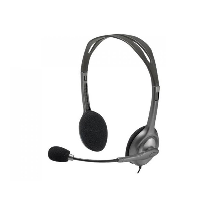Logitech H111 Casque Stéréo avec Microphone Réduction de Bruit, Noir et Gris, Jack 3,5 mm