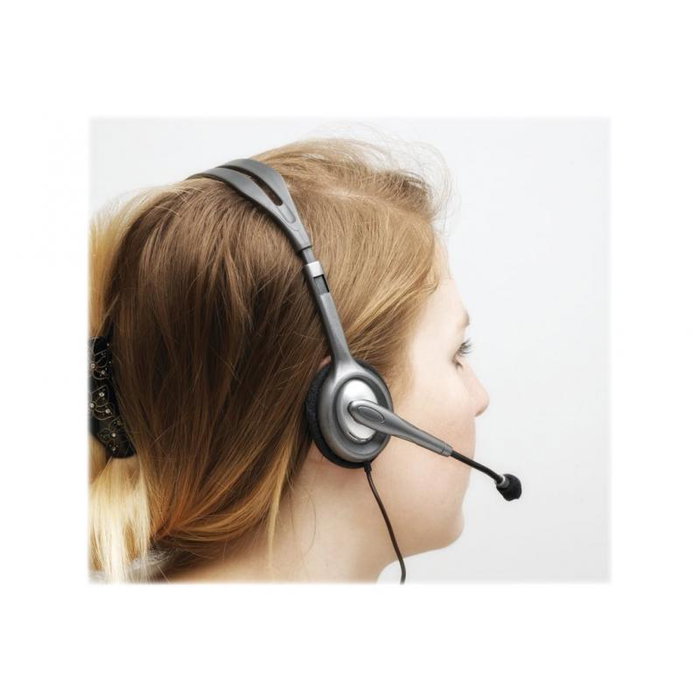 Logitech H111 Casque Stéréo avec Microphone Réduction de Bruit, Noir et Gris, Jack 3,5 mm