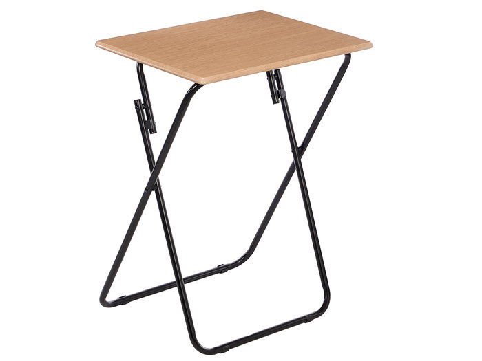 Giftdecor Table Pliable Naturelle Pieds Noirs 48 x 38 x 66 cm Bois MDF Métal (Set de 6)