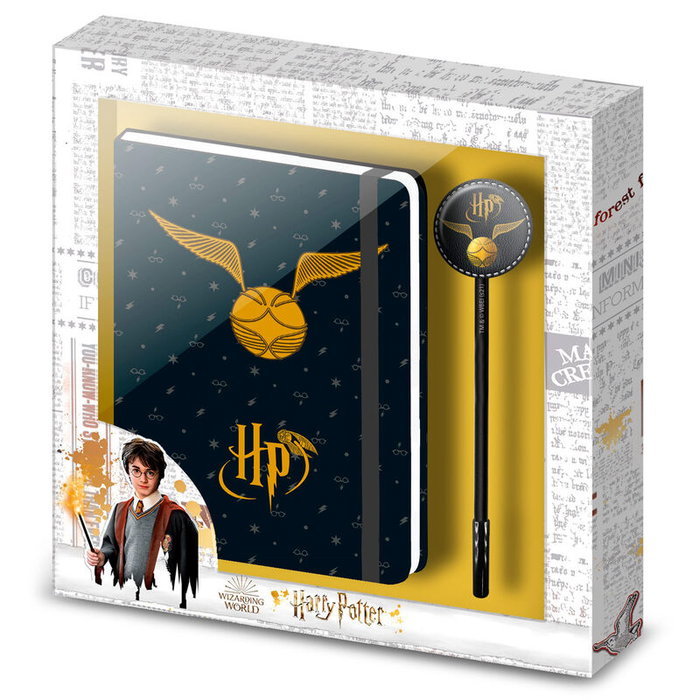 Karactermania - Set journal + stylo Wings Harry Potter, Journal 100 pages avec fermeture élastique, stylo décoratif à silhouette Karactermania - Set journal + stylo Wings Harry Potter, Journal 100 pages avec fermeture élastique, stylo décoratif à silhouette