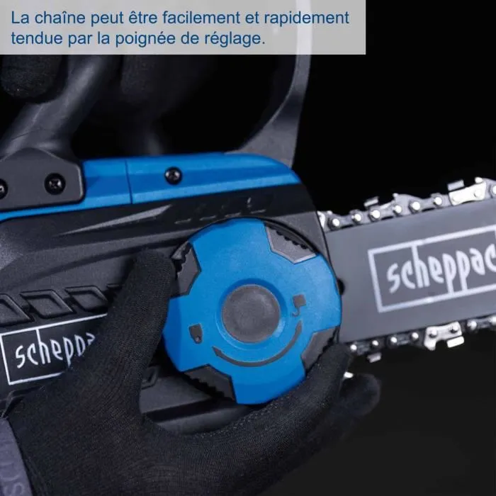 Scheppach Tronçonneuse sans fil C-CS254-X SET S 25,4 cm - Moteur sans balais, batterie 20V IXES 2Ah + chargeur, graissage automatique, coupe 6 m/s Scheppach Tronçonneuse sans fil C-CS254-X SET S 25,4 cm - Moteur sans balais, batterie 20V IXES 2Ah + chargeur, graissage automatique, coupe 6 m/s