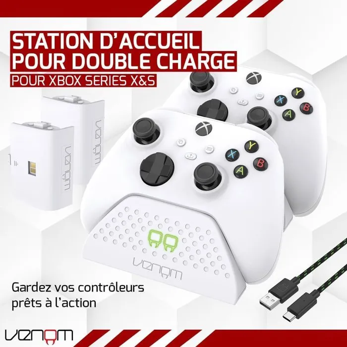 Venom Station de charge double pour manettes Xbox Series X|S & One - Blanc Venom Station de charge double pour manettes Xbox Series X|S & One - Blanc